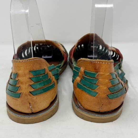 Punto & Coma Colorful Leather Huaraches Size MX 5 US 7.5 Women Sandals - Picture 7 of 10